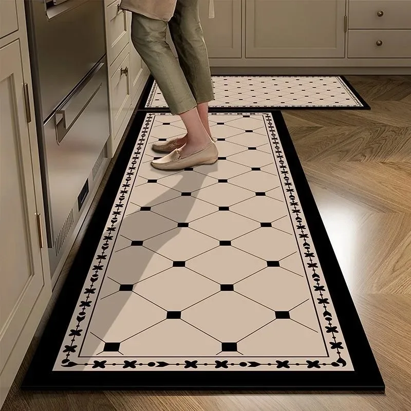 

Kitchen Floor Mat Anti-fouling Oil-proof Rug Home Easy Clean Pvc Leather Waterproof Balcony Carpet Tapetes De Cocina 주방 바닥 매트