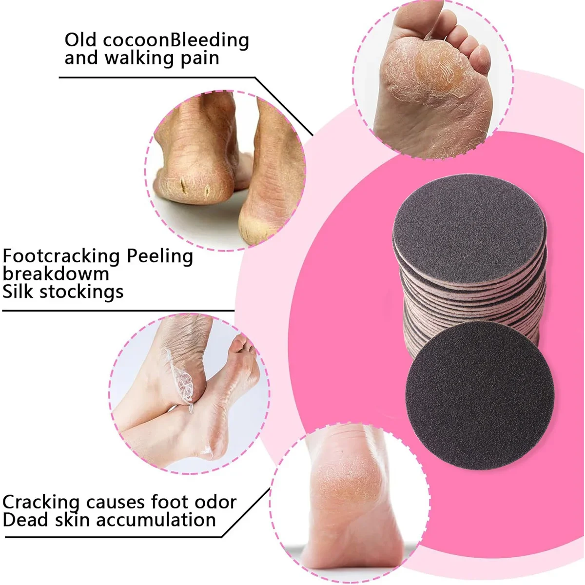 43mm 60pcs/Box Foot Dead Skin Sandpaper For Electric Nail File Cuticle Callus Replaceable Sanding Paper Professional Pedicure