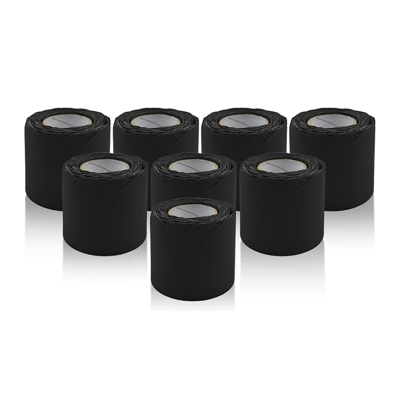 

AD30-Black Scalloped Bulletin Board Border, 8 Rolls Black Trim Papers For Classroom, School Office Decor