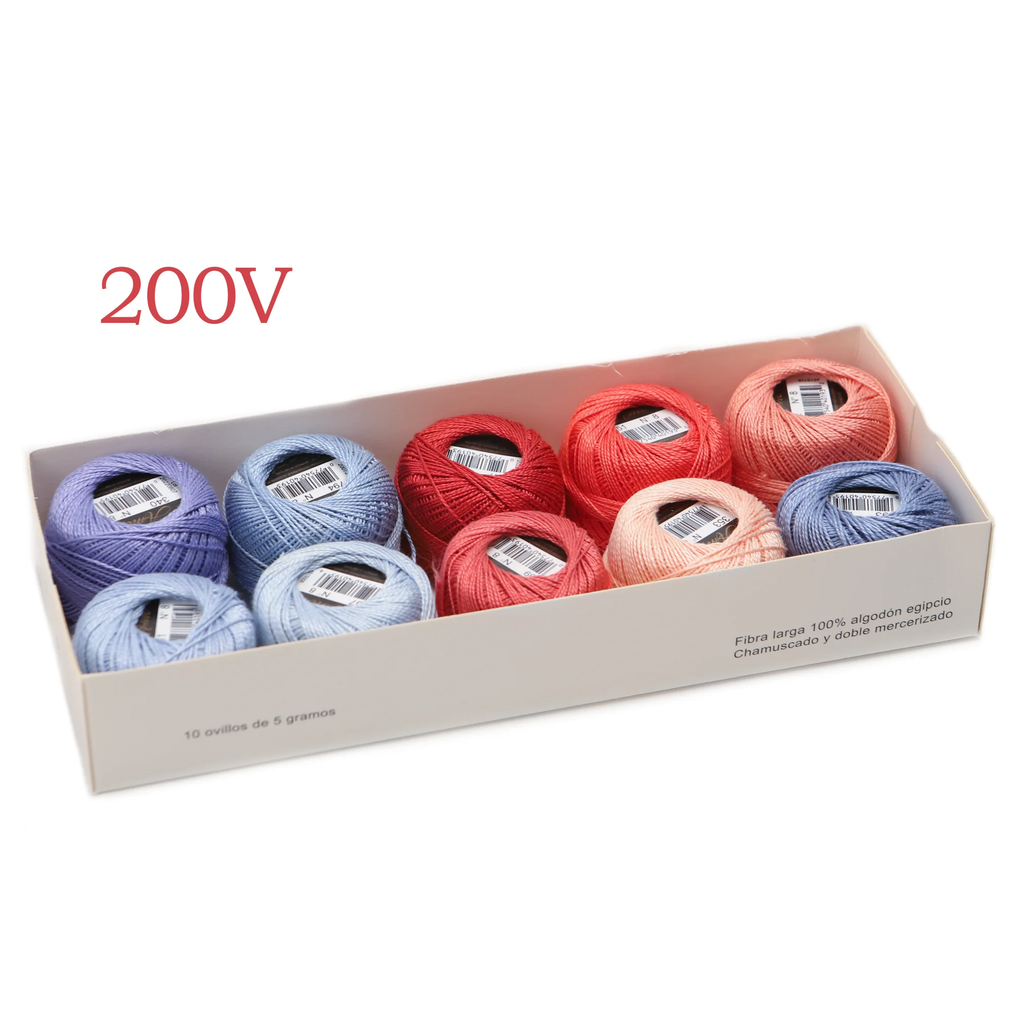 Amohilos Größe 8, Perlenfaden aus merzerisierter ägyptischer Baumwolle, 10 verschiedene Farben, Kollektion 5 Gramm, 40 Meter Kugel, 20 Sets erhältlich