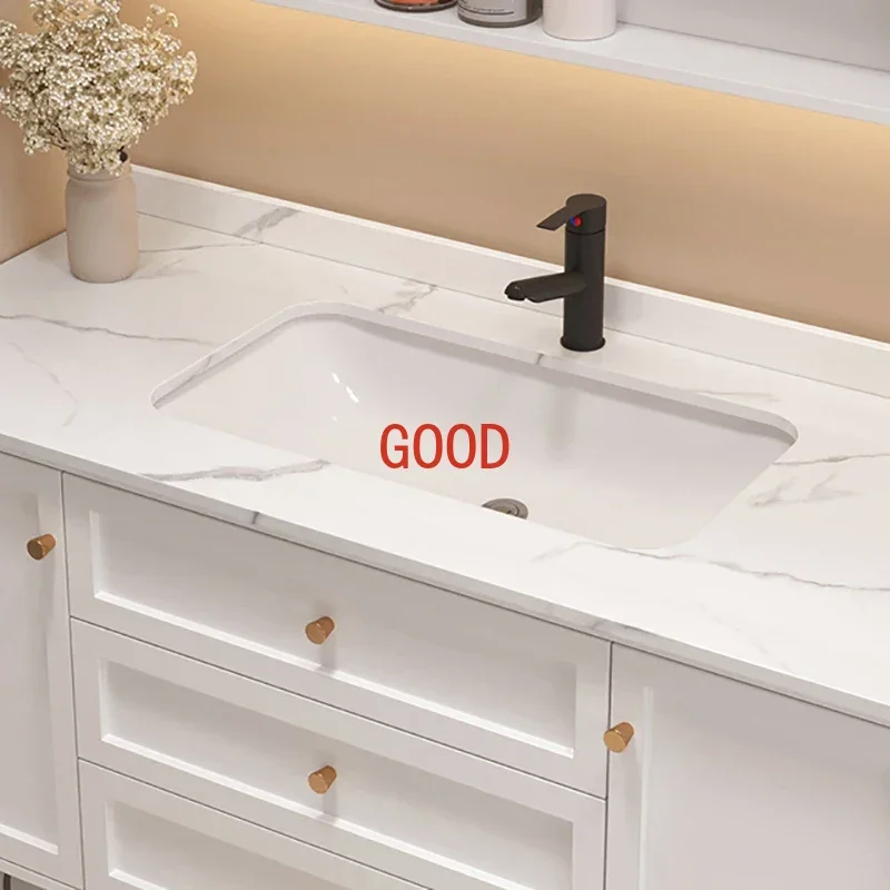 Intelligent Luxury Solid Wood Bathroom Cabinet Face Wash Garnish Bathroom Cabinets Modern Minimalist Toilet Furniture