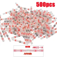 500/200/100PCS Heat Shrink Wire Connector Waterproof Insulated Butt Wire Sleeve AWG22-18 Tinned Copper Solder Seal Terminal