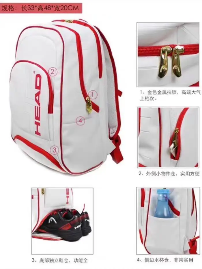 2025 NEW HEAD Tennis Racket Backbag New French-American Tennis Badminton Bag independent shoe compartment bag