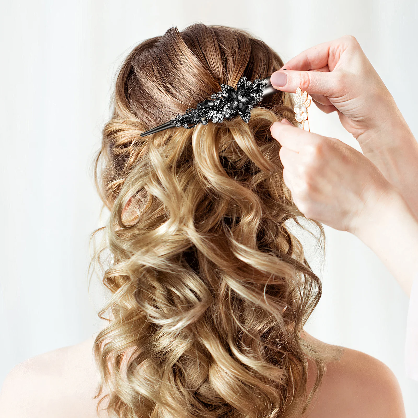 

Заколка для волос из кожи аллигатора со стразами, металлическая декоративная заколка, сверкающий аксессуар для волос для женщин, подростков, вечерние, выпускной, ежедневно