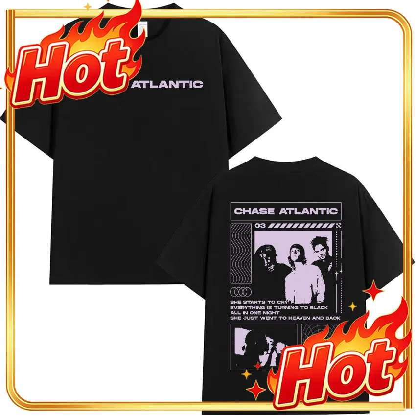 Custom Band Chase Atlantic 2025 Music Album T Shirt Men's Hip Hop Gothic Clothing T-shirts Unisex Vintage Cotton Short Sleeve T-