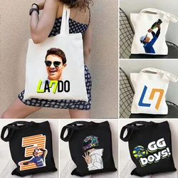 F1 Racer Lando Norris 4 Formula 1 Daniel 3 Racing Car Helmet Men Women Shoulder Canvas Tote Bag Shopper Summer Shopping Handbags