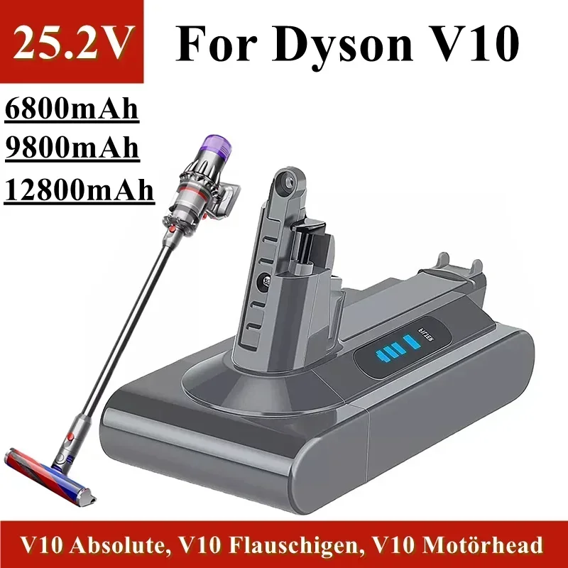 

25.2V Dyson V10 vacuum hand-held cleaner battery replacement, 6800mAh~12800mAh, for Dyson V10 Absolute,V10 Flauschigen，etc