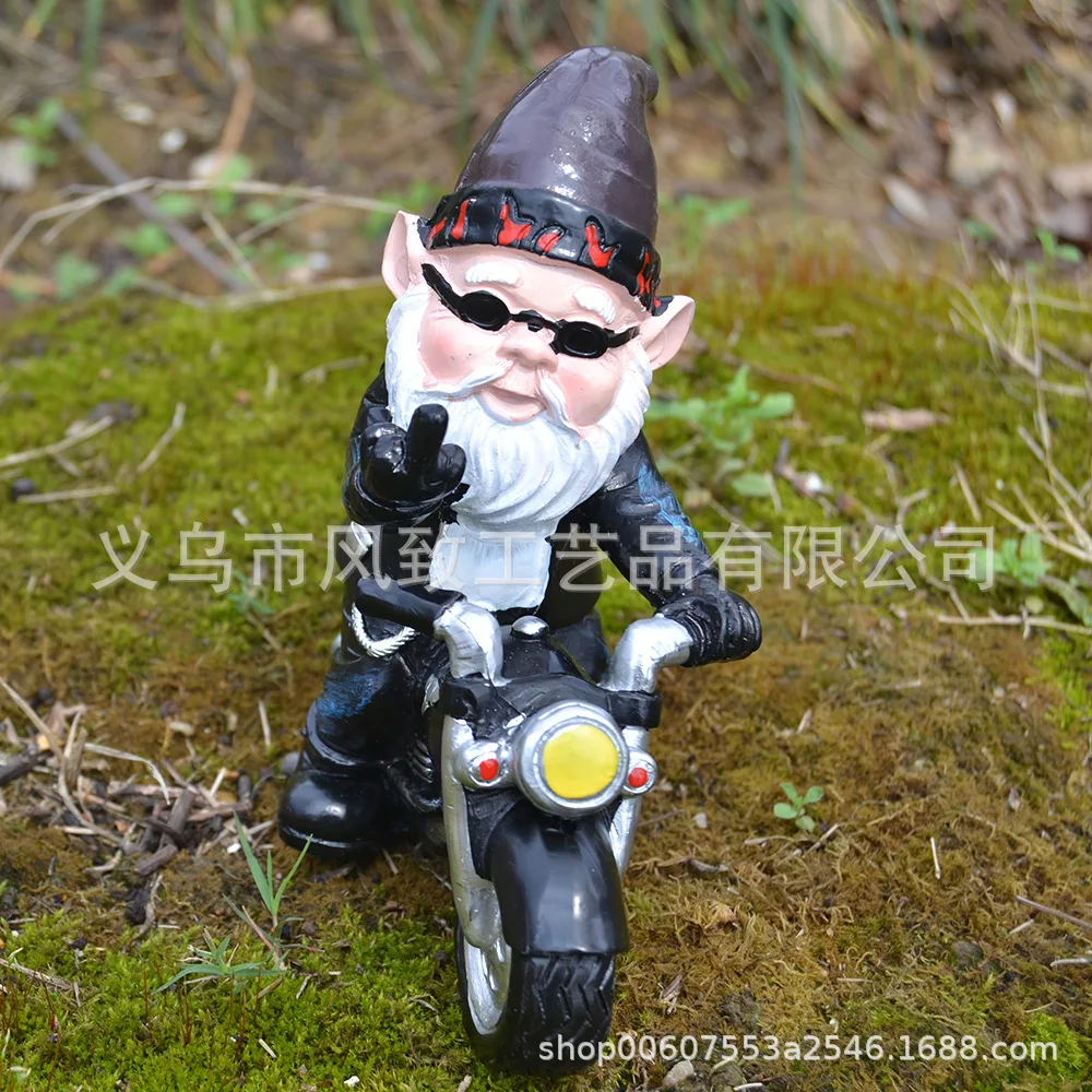 

Middle Finger Dwarf Statue‌ - Harley Biker Resin Art for Garden & Home Decor