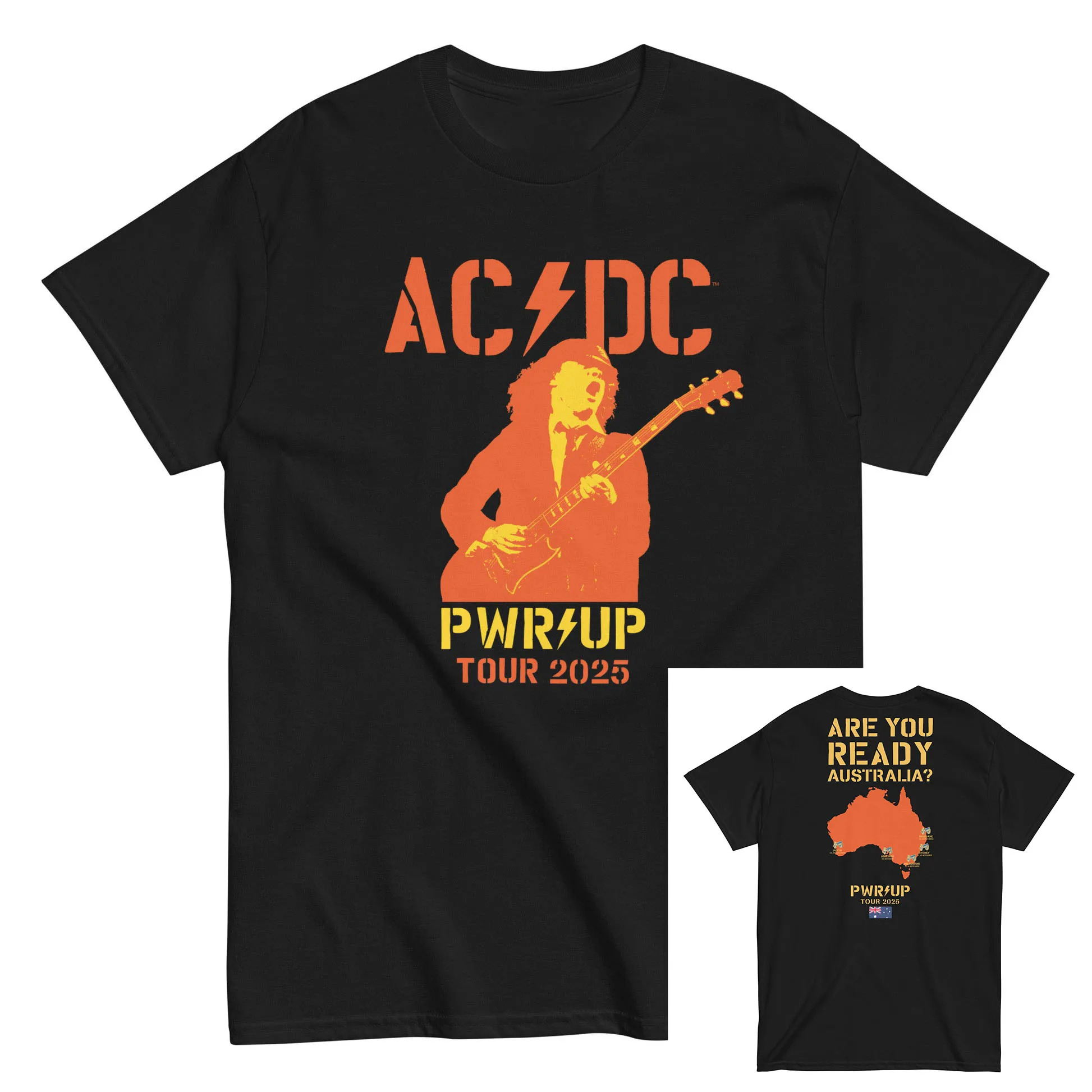 2026 Nuova maglietta sportiva a maniche corte alla moda con stampa AC e DC, alla moda e traspirante, adatta per l'uso quotidiano