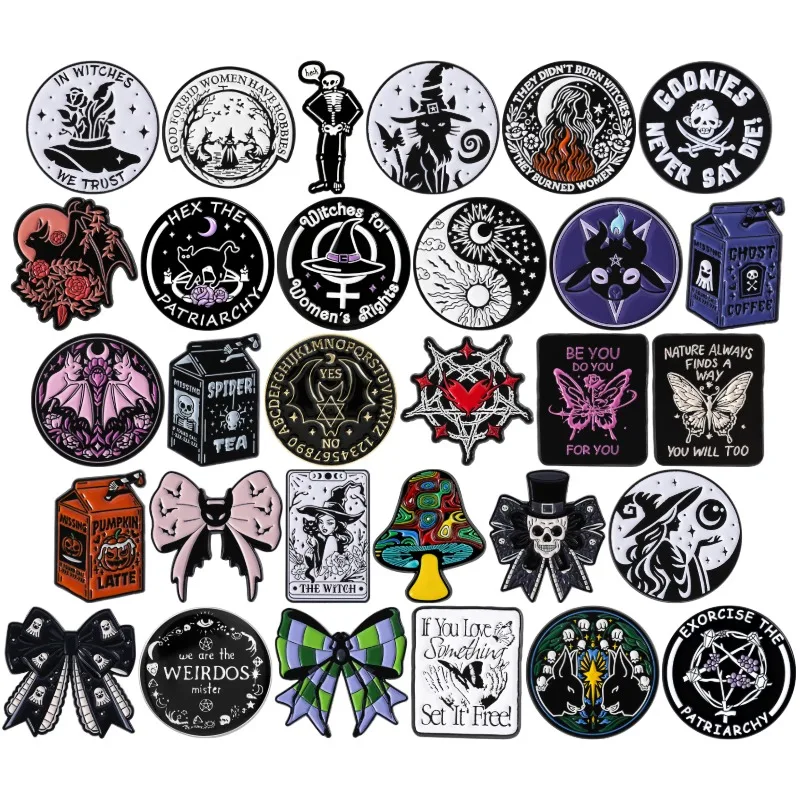 Hexensammlung Emaille-Anstecknadeln, dunkler Punk, Gothic-Stil, Zauberer-Broschen, Anstecknadel, Halloween-Schmuck, Geschenk für Freunde