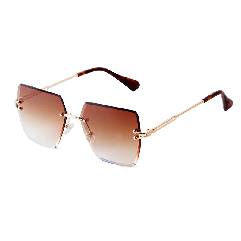 

LAURINNY Retro Square Sunglasses Woman Brand Designer Rimless Gradient Sun Glasses Female Fashion Big Frame Oculos De Sol