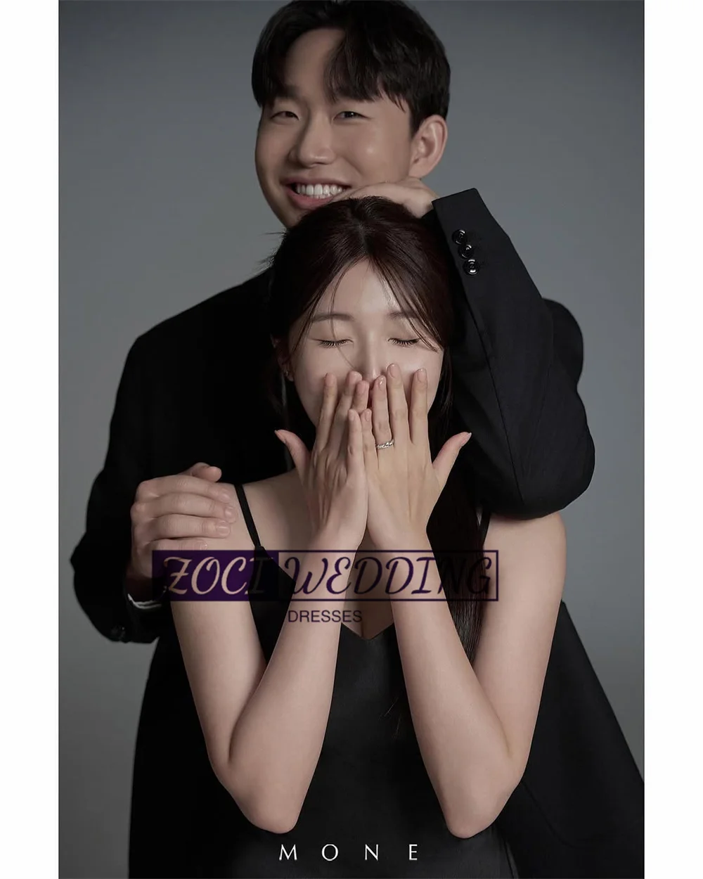 Zoci sexy decote em v coreia vestidos de noite alças espaguete preto vestido de festa de casamento fotos sessão personalizado noiva segundo vestido