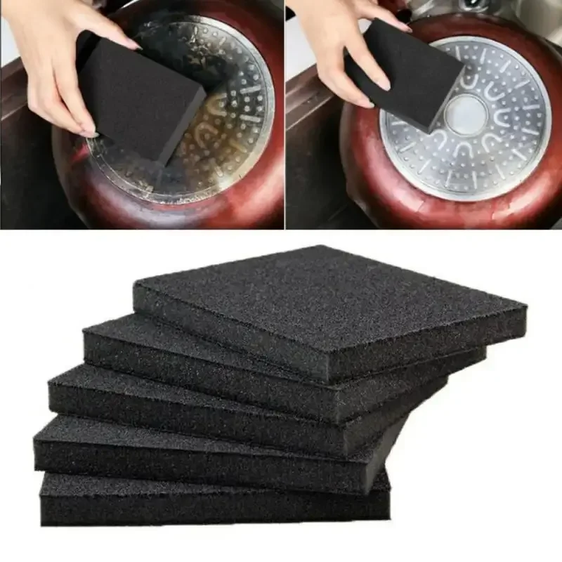 1PCS Black Magical Sponge Pot Cleaning Brush Descaler Emery Rust Remover Dish Brush Wipe Scrub Pot Cleaner Kitchen Tools