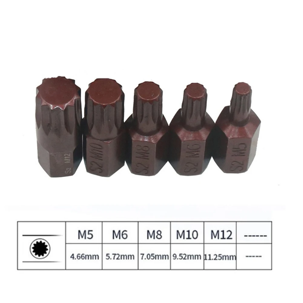 5pcs 30mm Length Star Screwdriver Bits Alloy Steel Screw Driver 10mm Hex Shank Screwdriver Head For Impact Screwdriver M5-M12