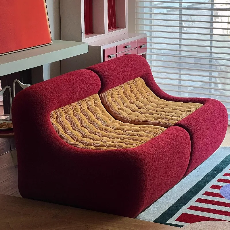 French antique lamb wool fabric sofa combination creative small apartment color matching module fat pier sofa