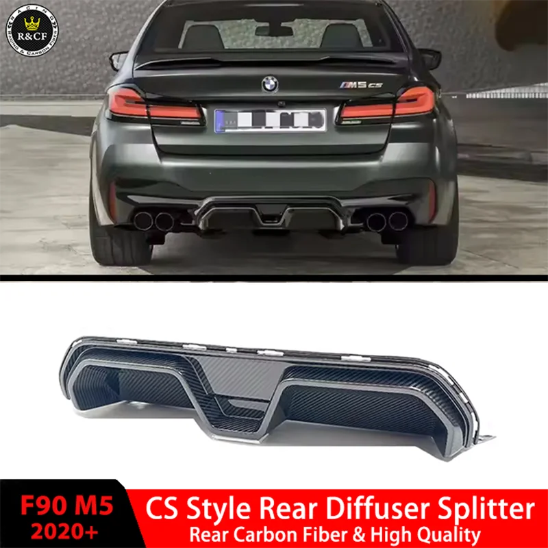 CS style Dry Carbon Fiber Rear Diffuser Bumper Lip Rear Lip For BMW F90 M5 LCI 2022