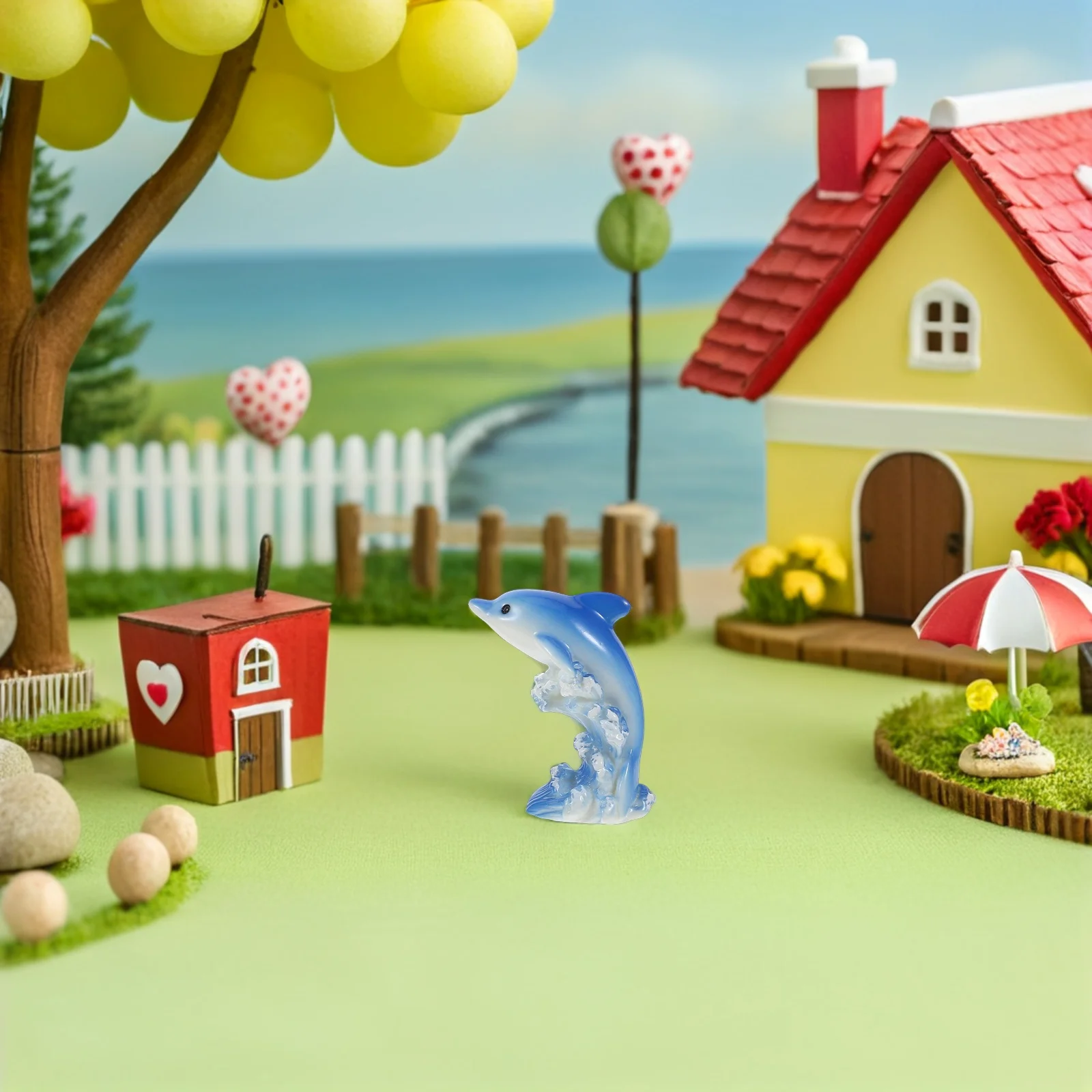 

7pcs Mini Dolphin Resin Figures Micro Landscaping Ocean Themed Small Resin Ocean Animal Figures For Dollhouse Miniatures Craft