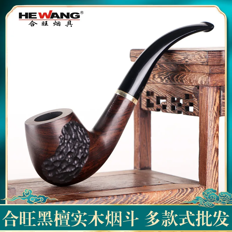 

Handmade Wood Smoking pipe Tobacco Hand Pipe Ebony Solid Wood Pipe Smoking Set 9MM Filter Tips