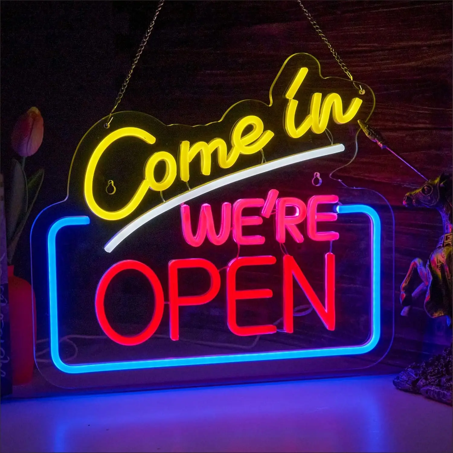 Come In We're Open Neon Sign USB Dimmable LED Light for Café Business Shop Bar Hotel Restaurant Retail store Party Pub Decor