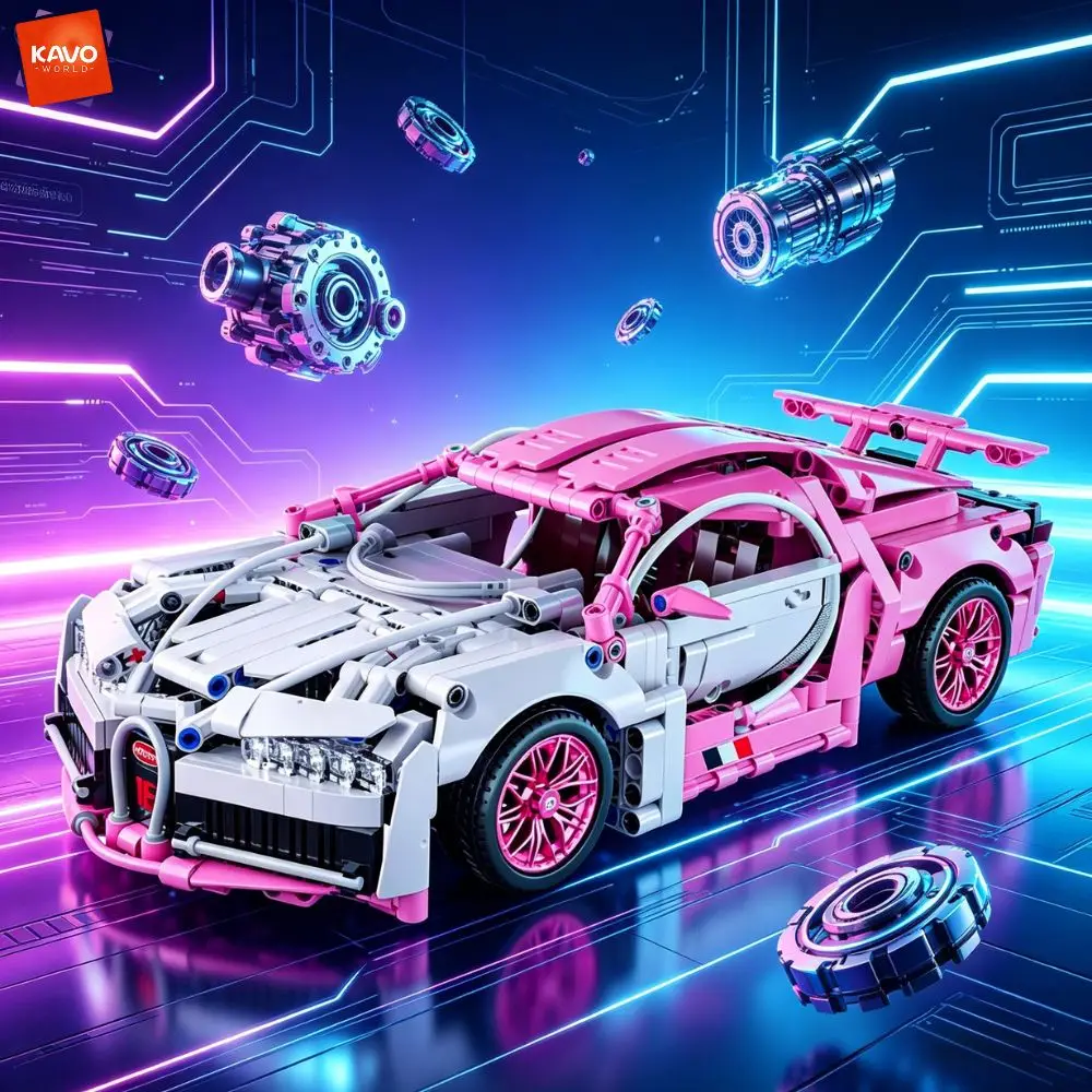 

KAVOWORLD 1144PCS Pink Luxury Super Sports Car Building Blocks 1:14 Highly Detailed Racing Car Model for Kids Birthday Gift Idea