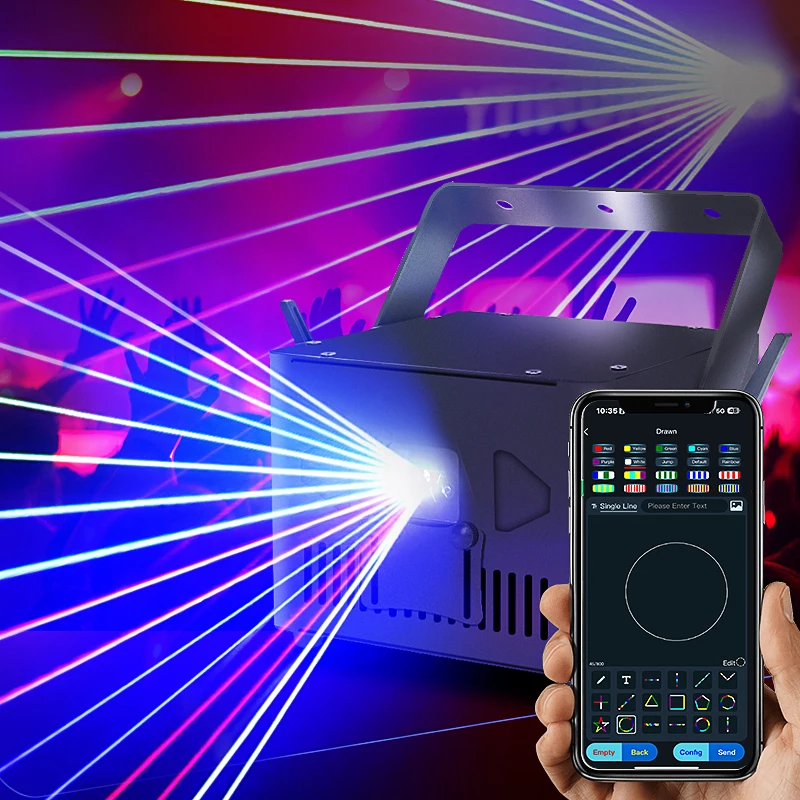 NEU! 5W Laser Disco Lights Dmx 3D-Projektor mit IOS/Android-Steuerung Sound aktiviert für Hochzeitsveranstaltung Home Dance DJ Party