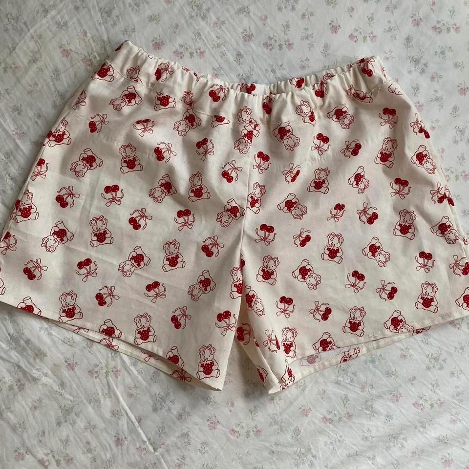 Gaono Casual Women Homerwear pantaloncini a vita bassa Y2K Bear Print Slim Hotsweet Cute Girls Shorts Vintage Ladies Shorts