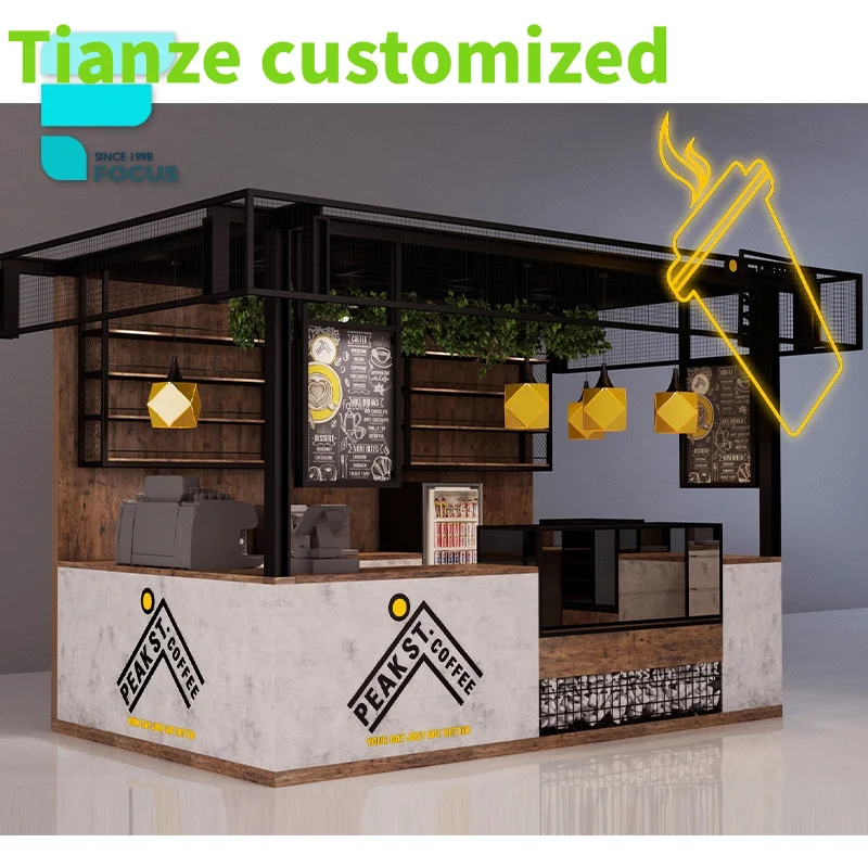 

{Customized} bubble tea kiosk hot Mall Food mobile kiosk drinkbar display counter furniture showcase cafe kiosk