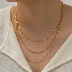 Simple fashion Stainless Steel Chain Multilayer Necklace For Women Golden Hypoallergenic Trendy Jewelry Party Gift