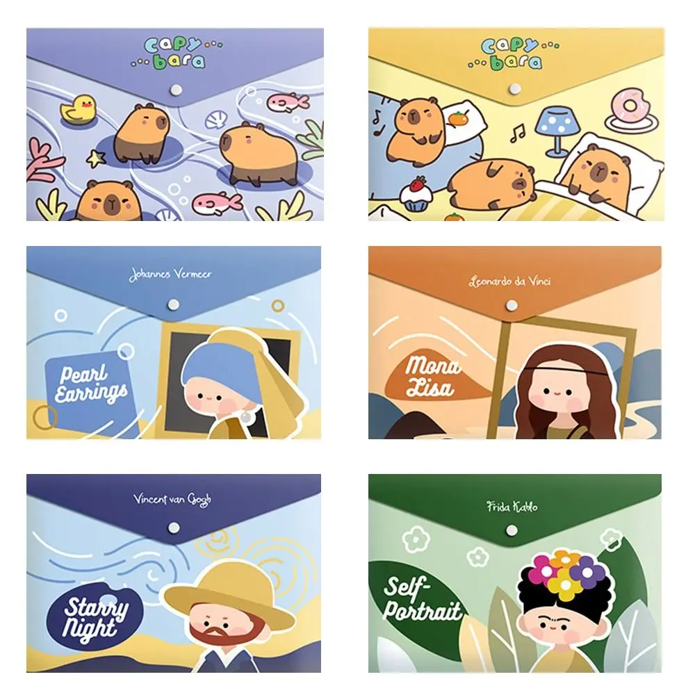 5PCS Storage Bag A4 File Folders Bag Waterproof Cartoon Document Folder Buckle Large Capacity A4 File Organizer Music Score