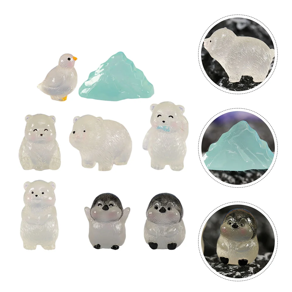 Lucky Cat Statue Polar Bear Resin Figurines Garden Landscape Animal Decoration Squishy