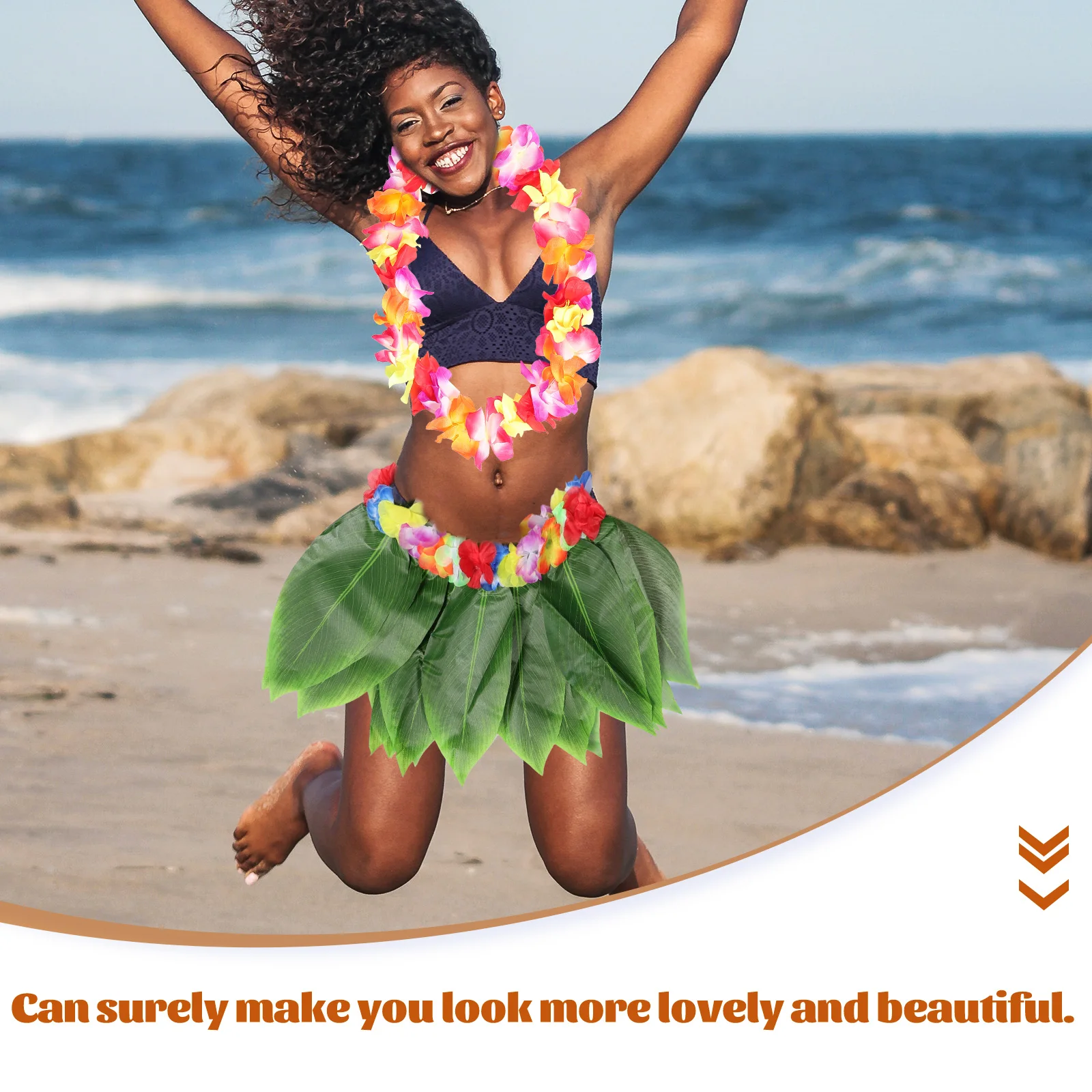 

Юбка с имитацией листа, гавайский костюм с травой Луау для девочек, наряд, тематические аксессуары для вечеринок