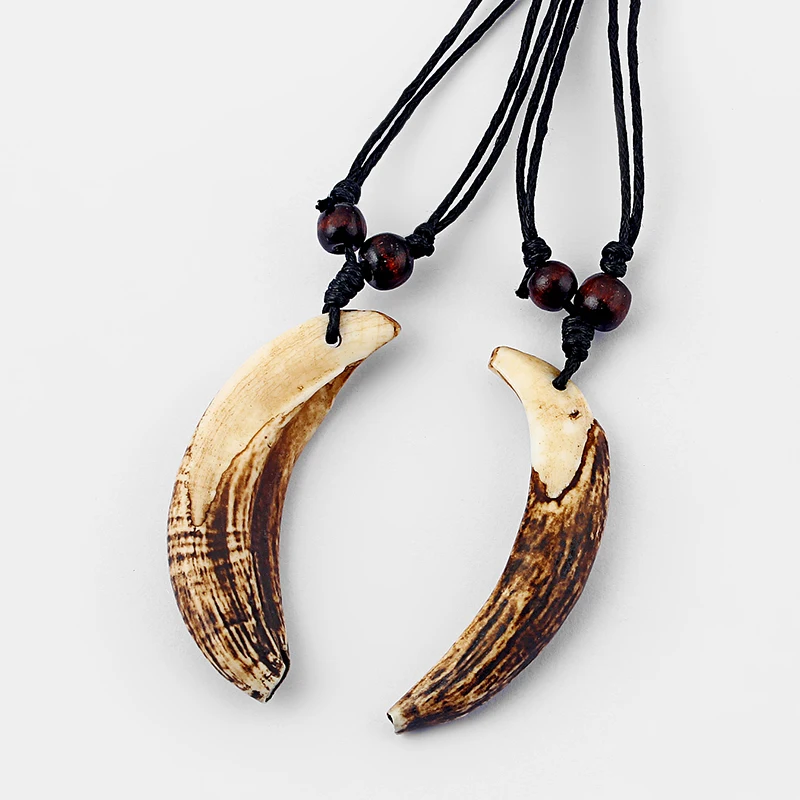 12pcs/lot Ethnic Amulet Real Ornaments Tooth Pendant Necklace Fashion Animal Tooth Necklaces Trend Jewelry Choker Wholesale