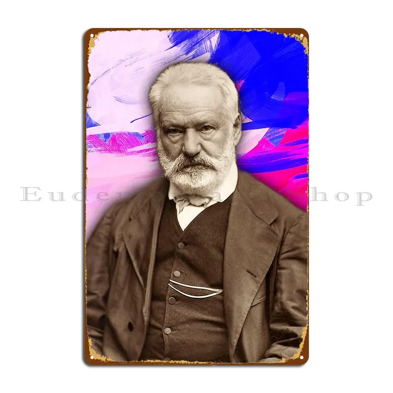 Victor Hugo Designer Tin Sign, Decoração De Parede Personalizada, Clube De Arte, Cartaz De Metal