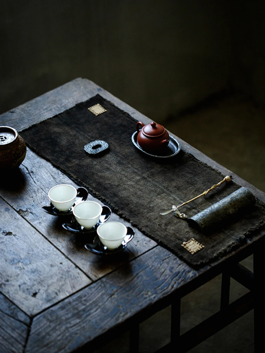 

Handmade Vintage Tea Ceremony Mat Pure Silk Mud Dyeing Heat Resistant Rustic Zen Sle Old Material Xiangyun Silk Tea Cloth