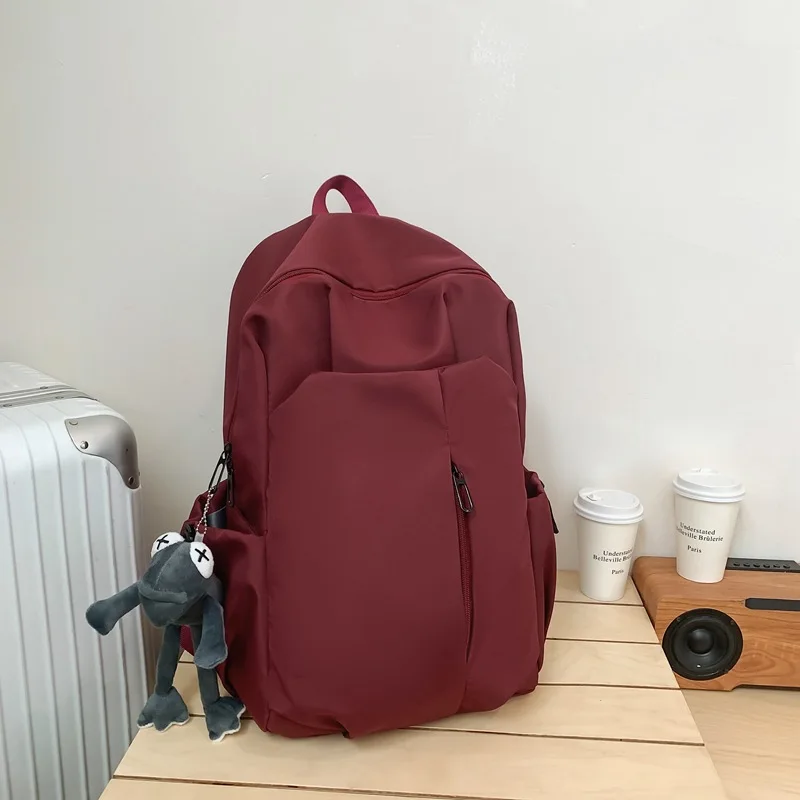 Mochila de gran capacidad para estudiantes de secundaria, bolso de hombro de ocio al aire libre para hombres y mujeres, Color sólido