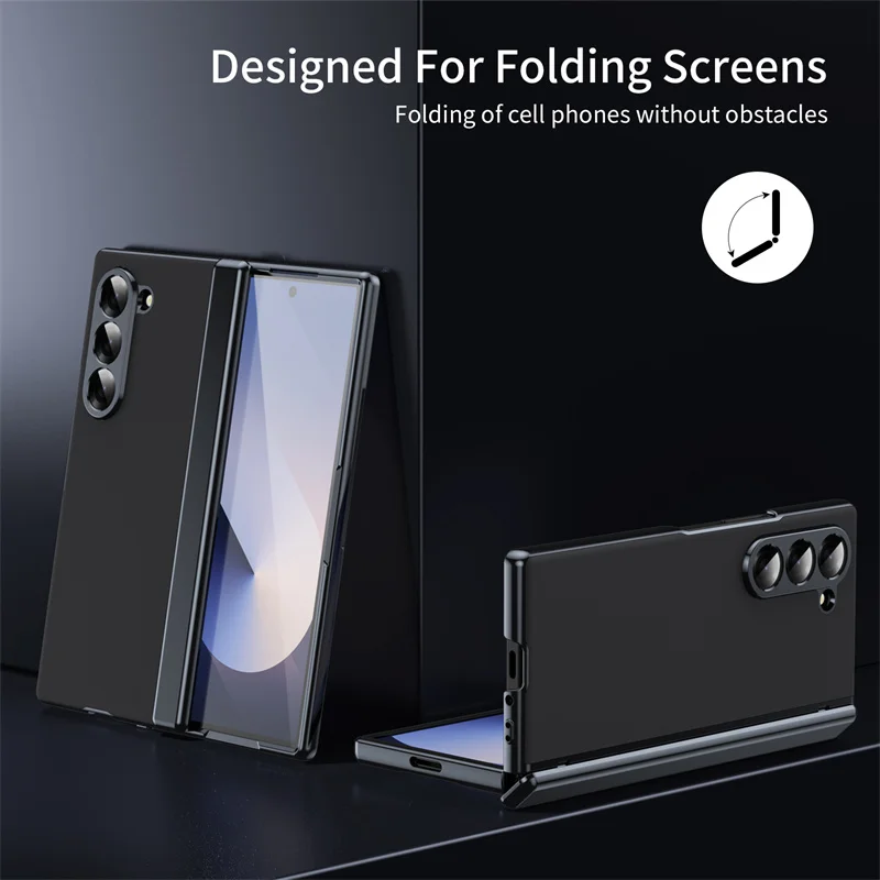 Plating Hard Shell Hinge Protection Phone Case for Samsung Galaxy Z Fold 6 5 4 3 7 5G Full Package Steel Film Protective Cover