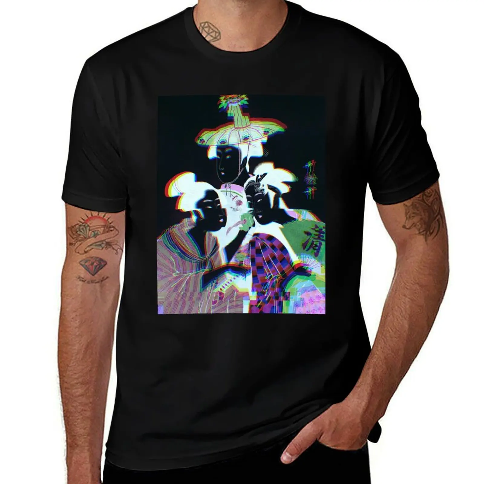 Japanese Ukiyo-e traditional Art revisited: Nightmare of the Three Beauties T-Shirt Anti-Wrinkle Short Sleeve T-Shirt