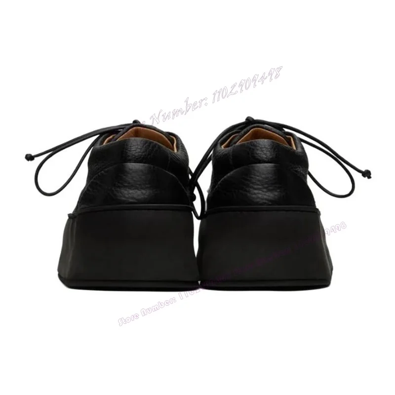 Black Cross Tied Thick Platform Men's Loafers Matte Leather Comfortable Soft Casual Shoes Designer Big Size 2023 New Style Shoes