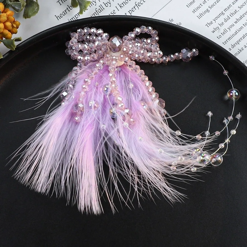 Crystal Beads 3D Feather Flower Patch Multi-layer Handmade DIY Sewing Decals Bowknot Applique Decorative Dress Decoration