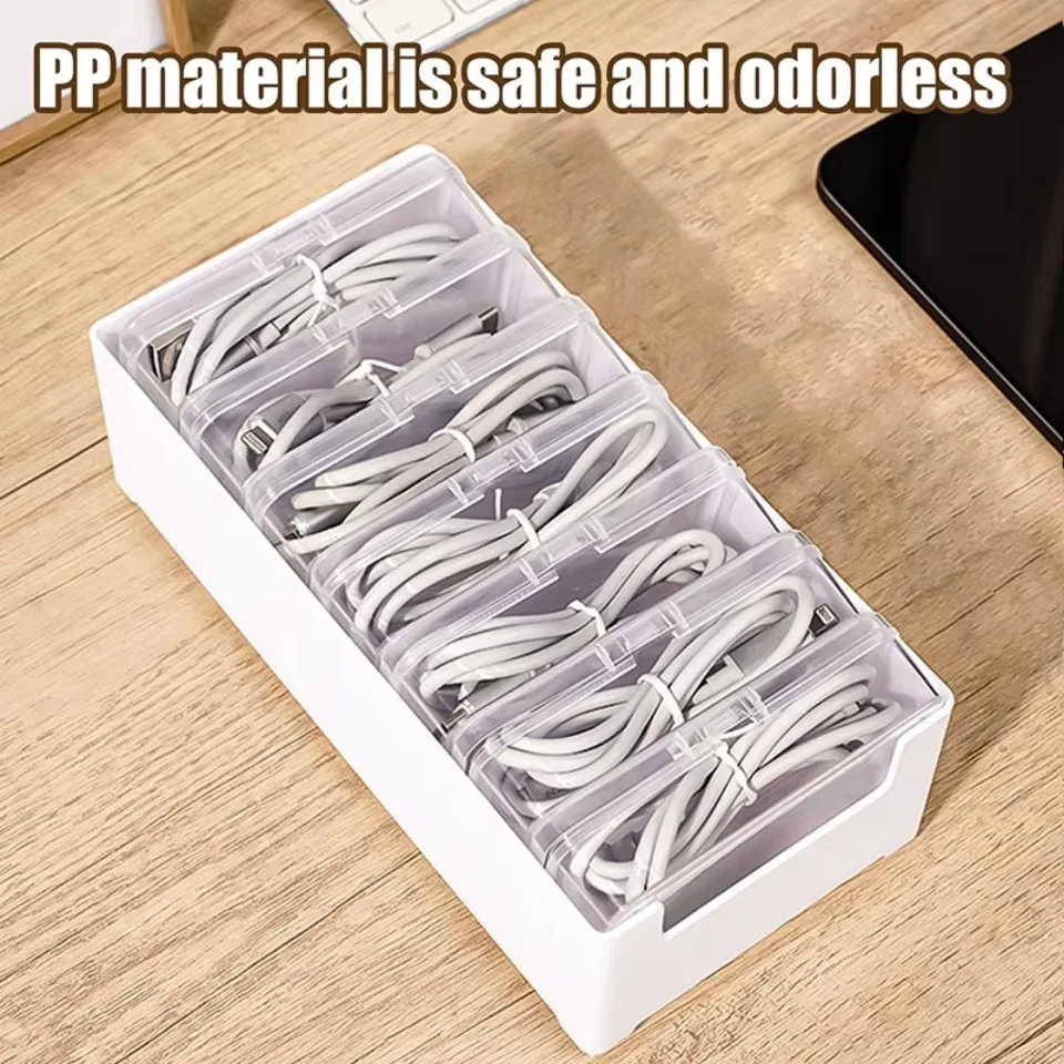 1Set Data Cable Storage Box Cable Organizer Bag With Power Charging Cable Management And Jewelry Storage,Desk Storage