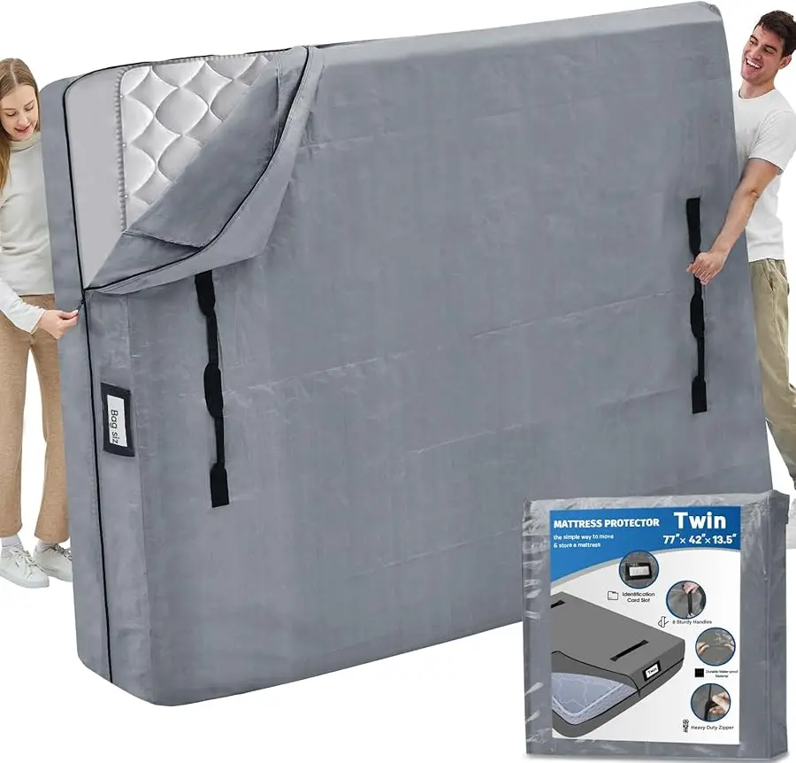 

Mattress Bags for Mo ing and Storage, Twin Mattress Protector Waterproof Mattress Co er with 8 Hea y Duty Handles and Zipper E