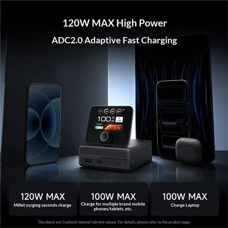 Reliable-10 Power Station Desktop Charging Station 120W Max Fast 8 Ports Ac Usb Power Strip With Display Screen US Plug,