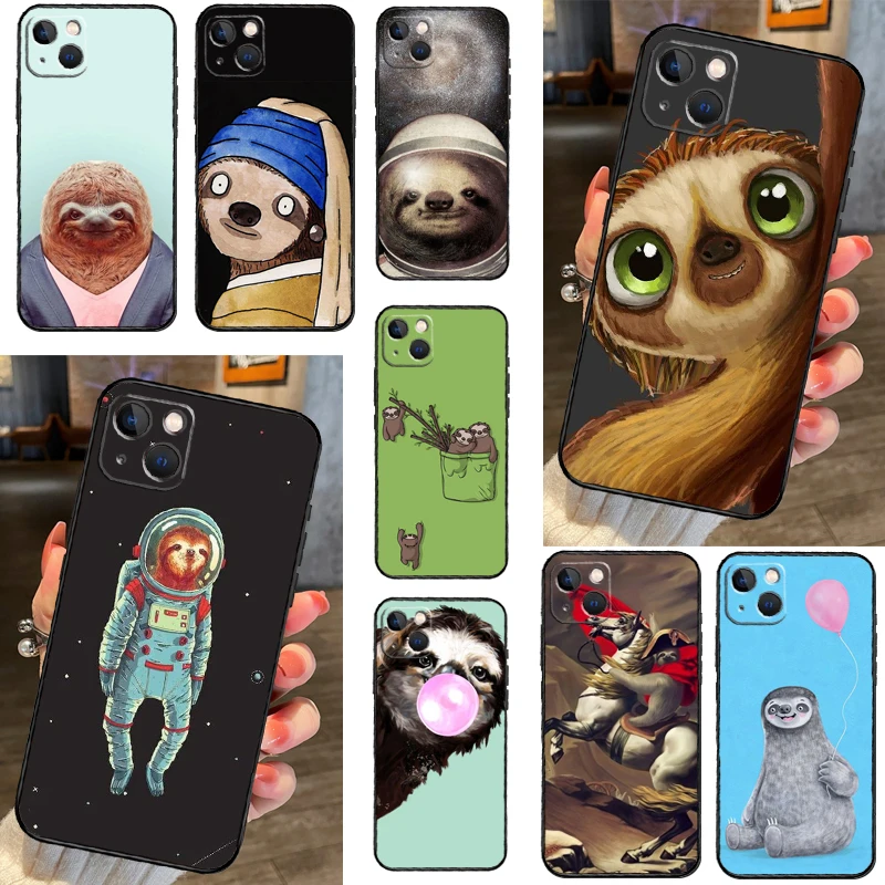 Funny Sloth Case For iPhone 16 14 15 Pro Max 12 13 Mini 11 15 Pro Max Plus X XS Max XR Phone Cover