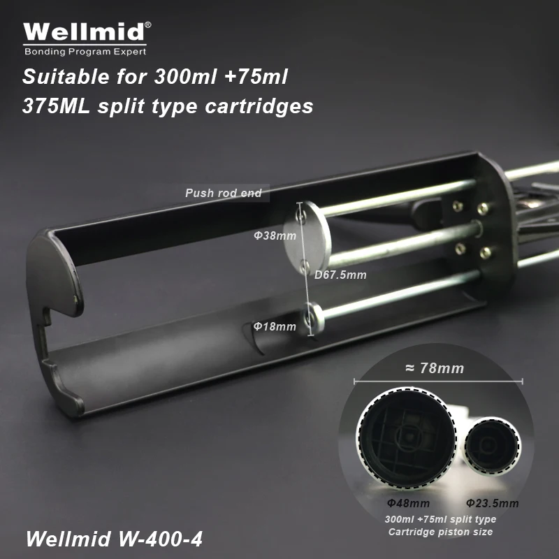Imagem -05 - Pistola de Metal para 375ml 4:1 tipo Dividido Cartuchos ab Distribuidor Adesivo Cola 2k Loctite Cartucho Araldite ab Pistola Elétrica Manual