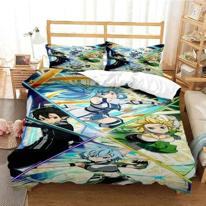 Cartoon Asuna Sword Art Online Duvet Cover Sets Pillowcase Bedding Set Kids Children Gift Girls Single Queen King Size Bed Linen