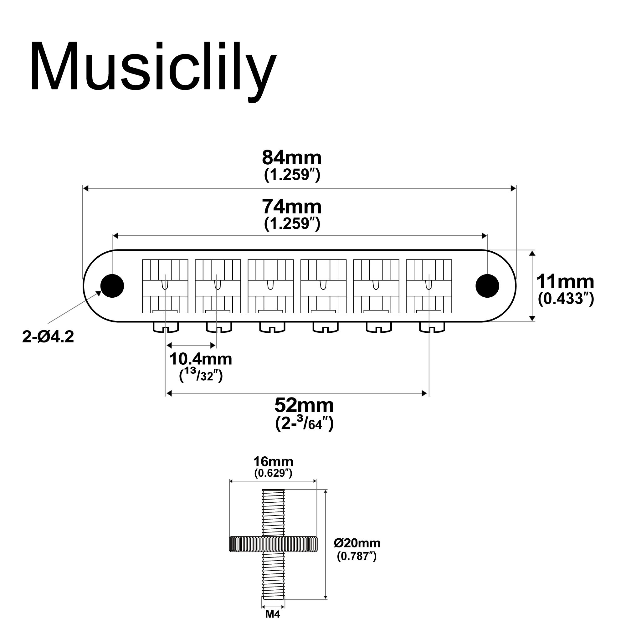 Musiclily Pro 52mm ABR-1 Tune-o-matic Bridge for Epiphone Les Paul SG Style Electric Guitar, Gold