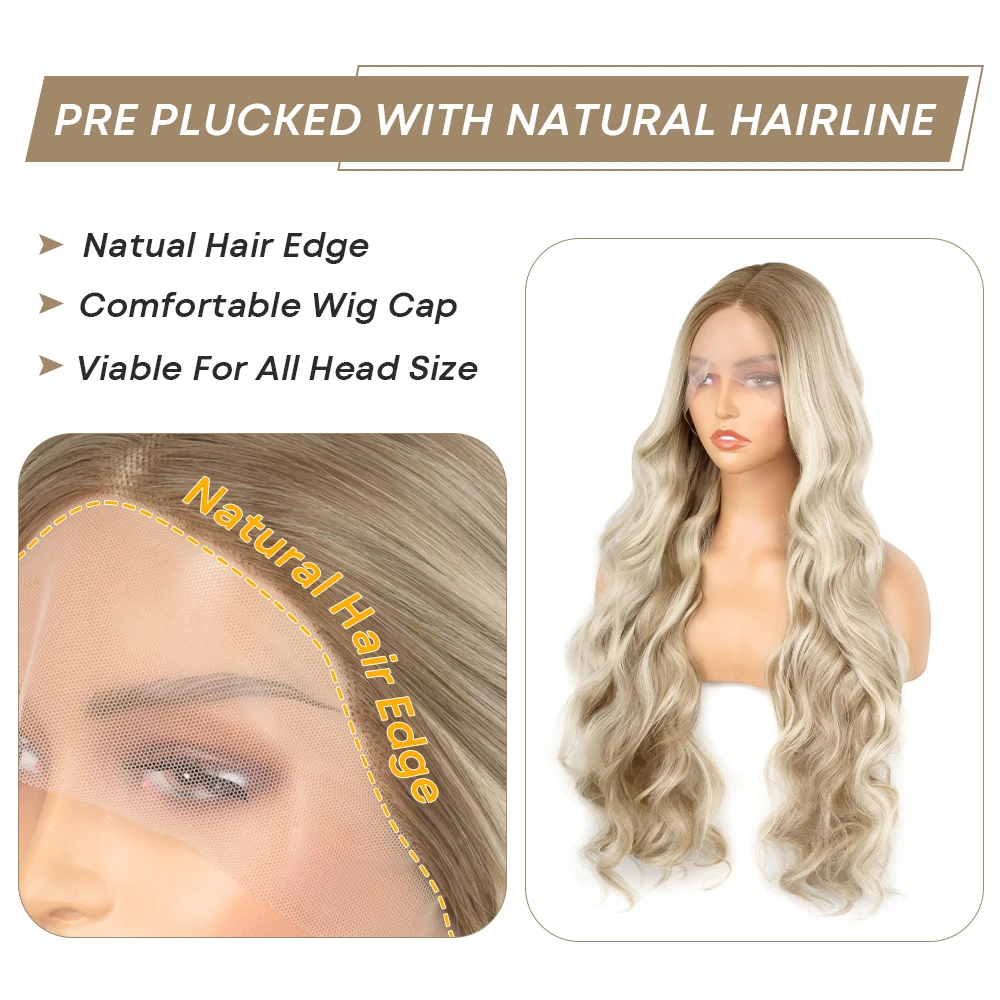 Ombre Asche blonde synthetische Spitze Front Perücken 13x4 Körper Welle hell blonde Spitze Front Perücken für schwarze Frauen transparente Cosplay Perücken