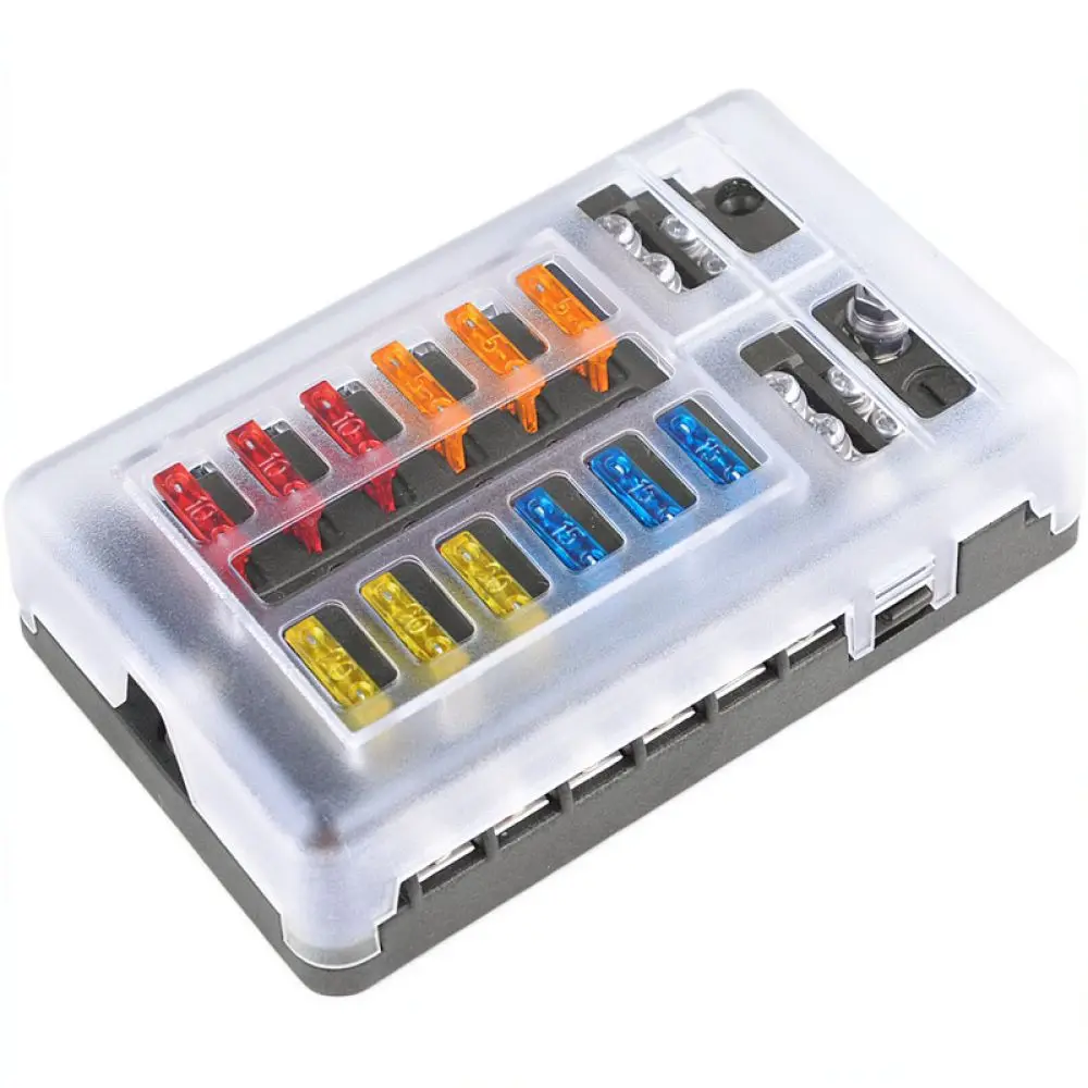 12 Way Fuse Block For For Yudai Marine Rv Boat Car Electrical System Blade Holder Bus Bar Power Distribution Unit Device