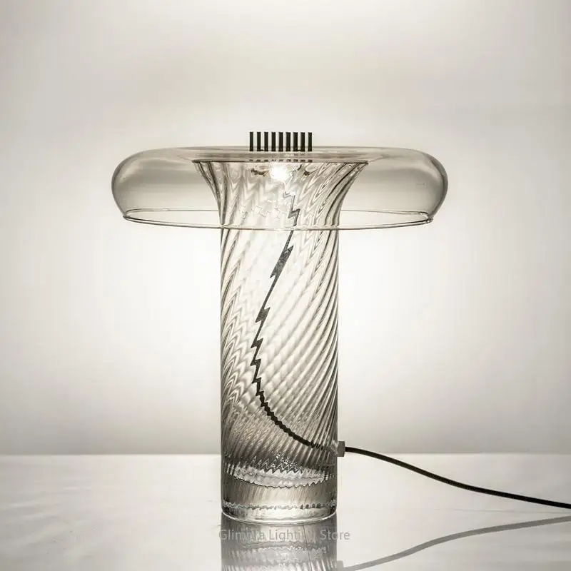 Nordic Creative Ribbed Glass Table Lamp,Minimalist Luxury Style,Glass & Metal,for Living Room Study