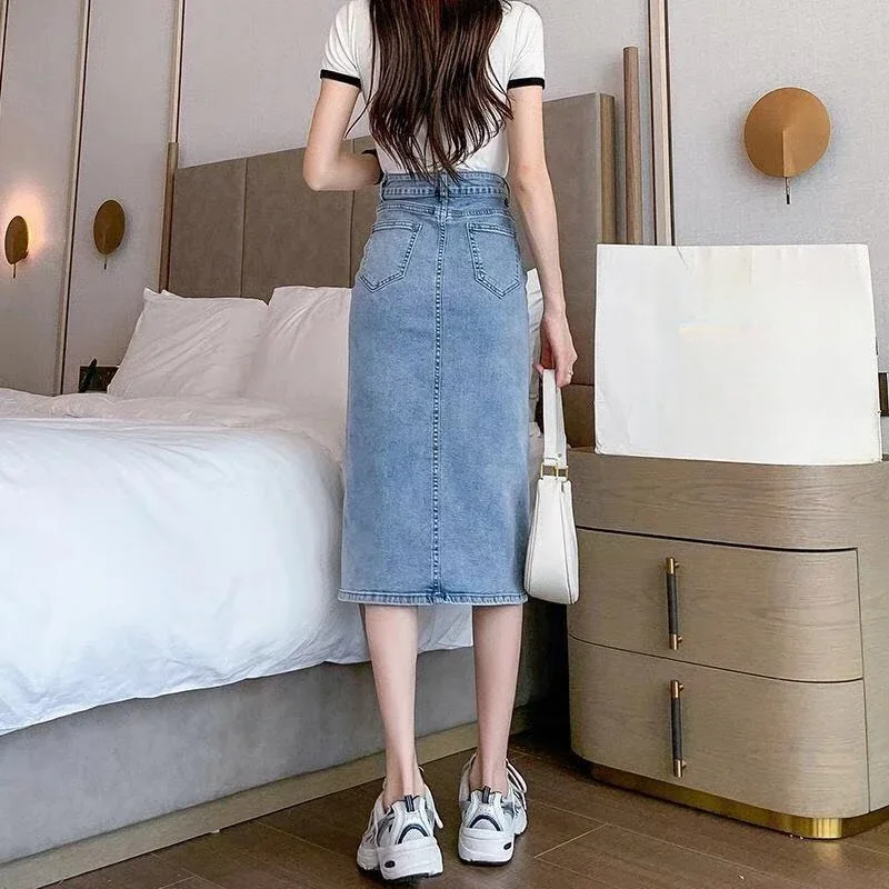 New In Female Jeans Skirts Tight Wrap Women's Denim Skirt A Line Clothing Sales Chic and Elegant 2025 Trend Aesthetic Stylish V